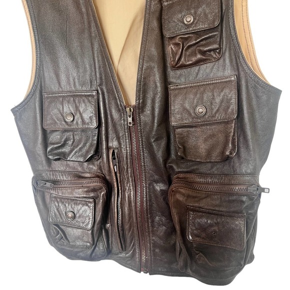 Wilson's Leather Adventure Bound Vintage Men's Brown Leather Vest Size S - Picture 2 of 6